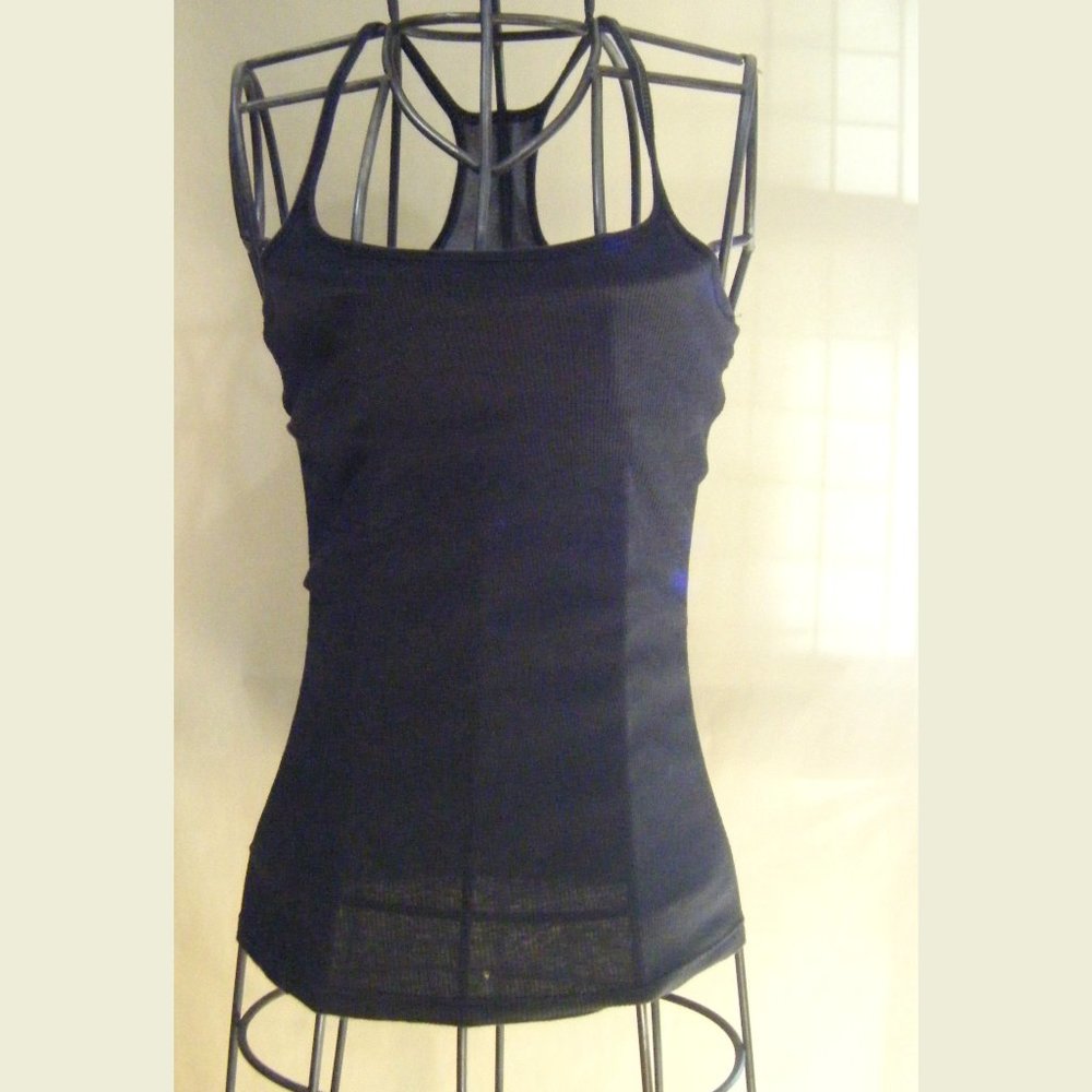 Mossimo Black Ribbed Knit V-Neck Racer Back Tank Extra Small Distressed - Picture 1 of 6